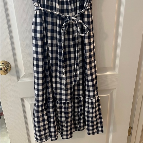 Old Navy Blue Checkered Midi Dress with Ruffle Sleeves - Picture 8 of 8